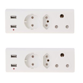 3 Way Multi Adapter Plug With 2 USB Ports