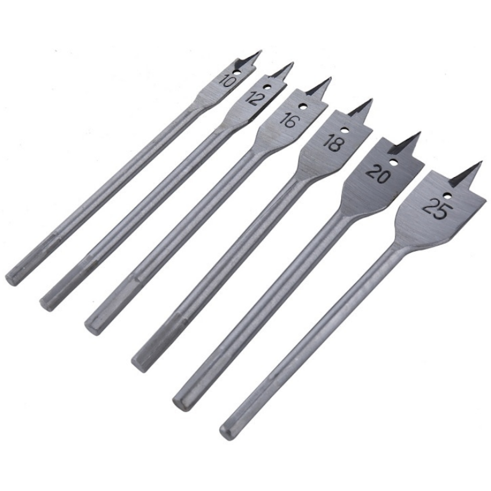 6 Piece Flat Bit Drill Set