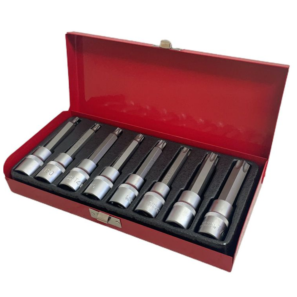 8 Piece Deep Reach Spline Drive Socket Bit Set